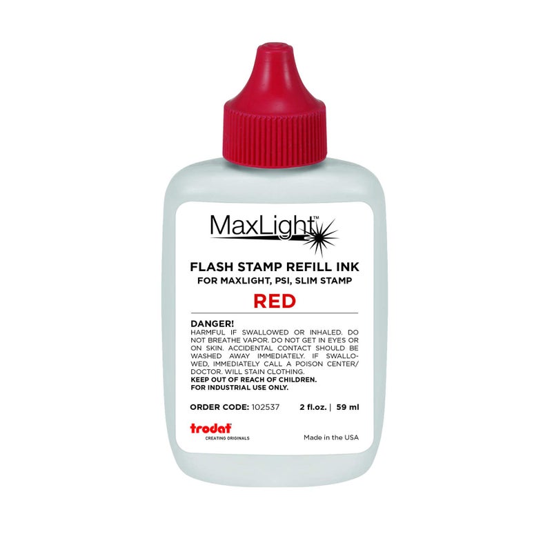 Trodat ML2OZ-RED Maxlight Refill Ink 2oz Bottle Color Red - Image 1
